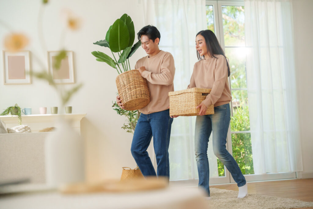 Couple preparing for flooring installation